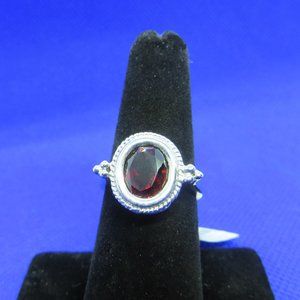 Vibrant Large Rhodalite Garnet Ornate Carriage Set Sterling Silver Ring NWT